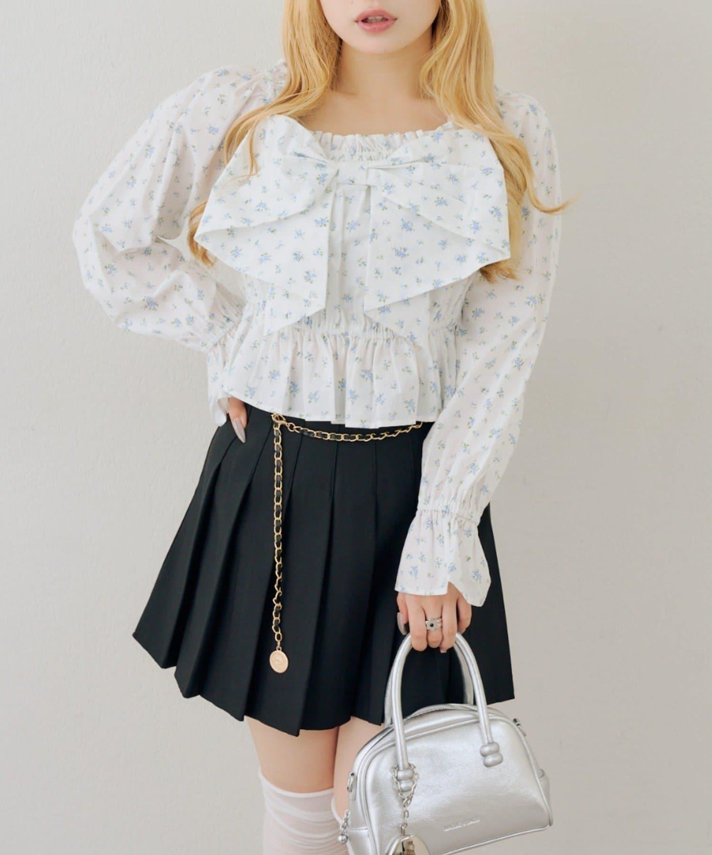 帶吊飾百褶迷你半身裙