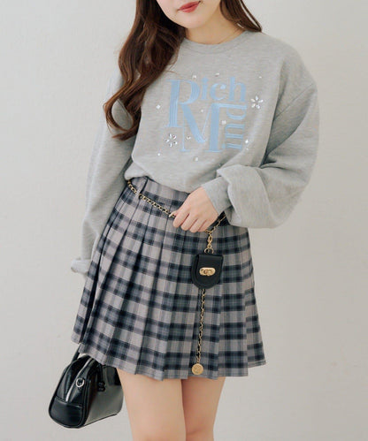 帶吊飾百褶迷你半身裙