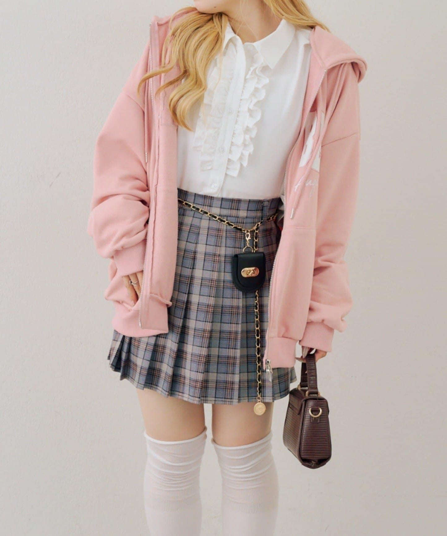 帶吊飾百褶迷你半身裙