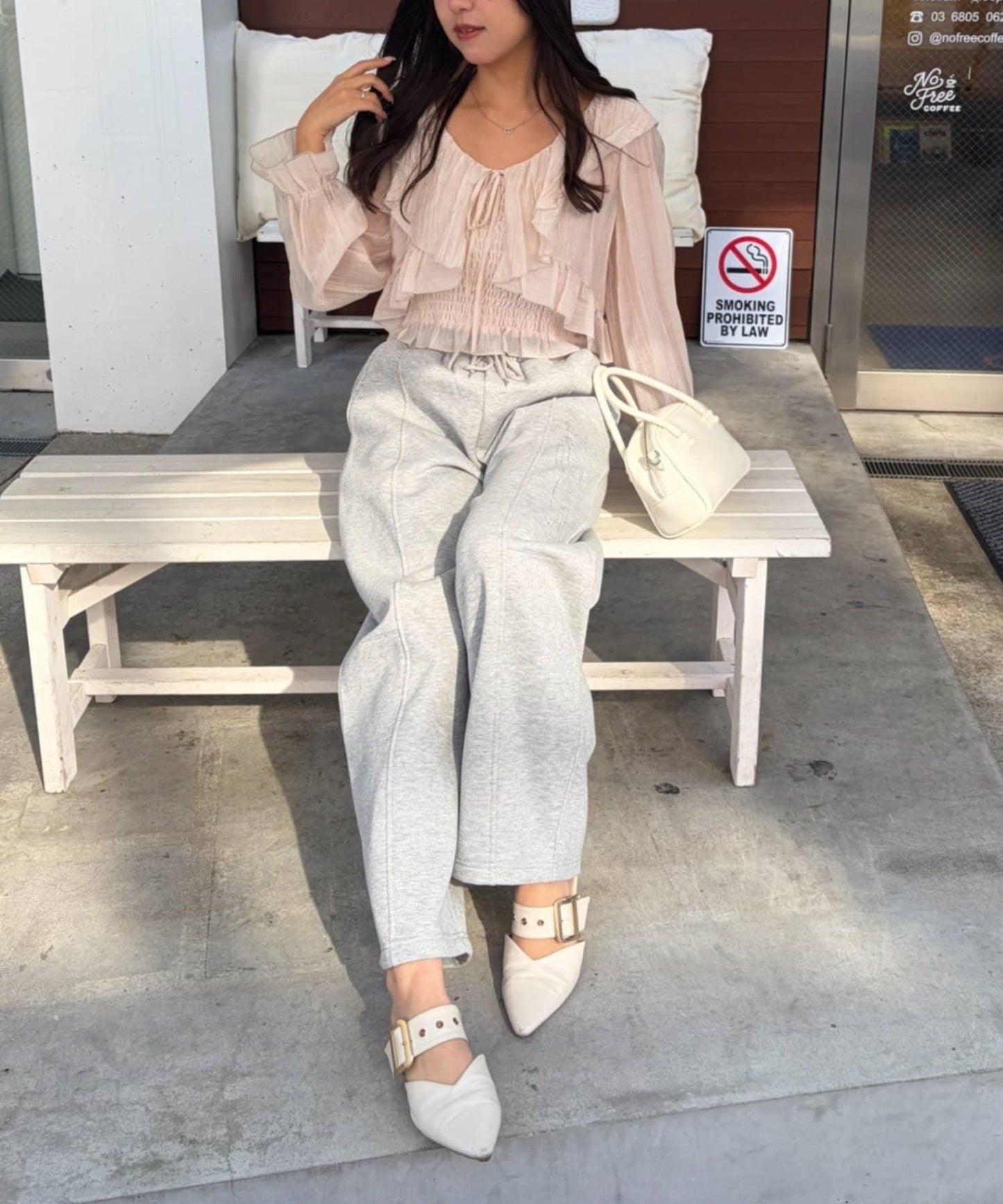 荷葉邊襯衫&抽褶吊帶上衣