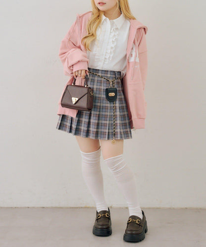 帶吊飾百褶迷你半身裙