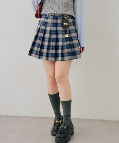 帶吊飾百褶迷你半身裙