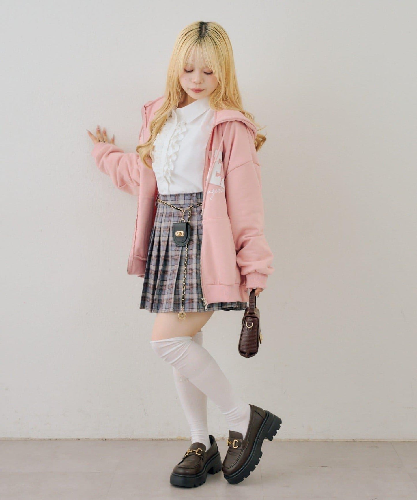 帶吊飾百褶迷你半身裙