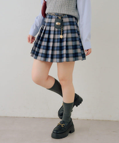 帶吊飾百褶迷你半身裙