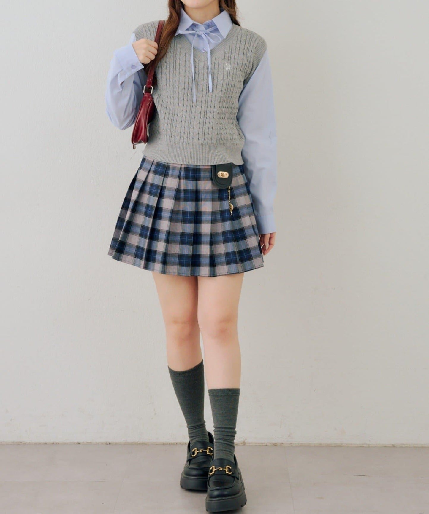 帶吊飾百褶迷你半身裙