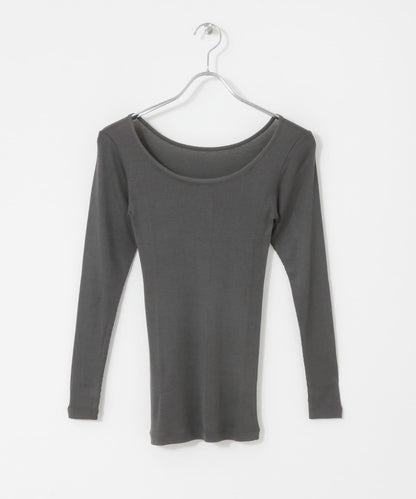 絲綢羅紋長袖套頭上衣