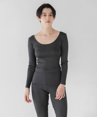 絲綢羅紋長袖套頭上衣