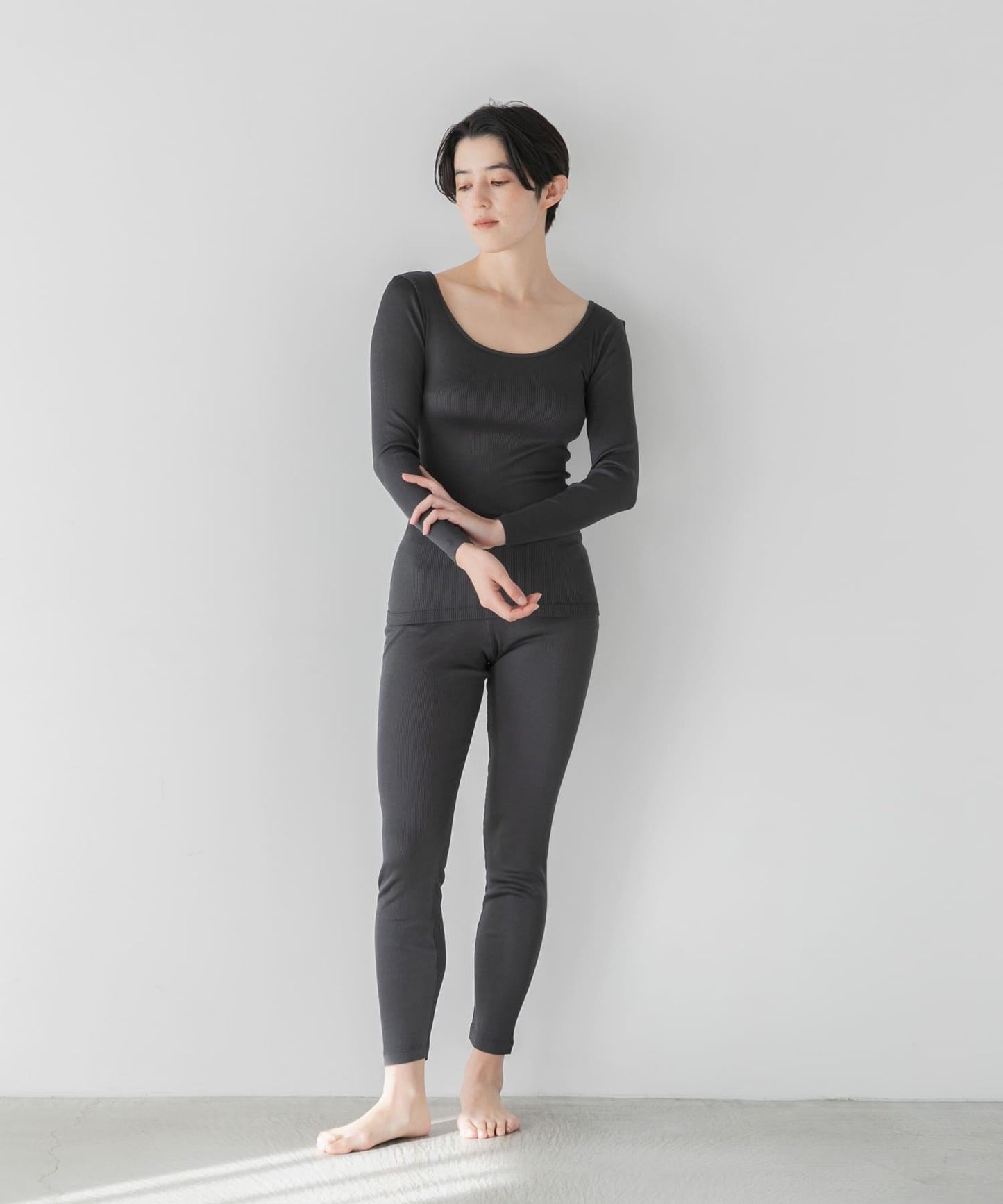 絲綢羅紋長袖套頭上衣