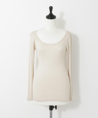 絲綢羅紋長袖套頭上衣