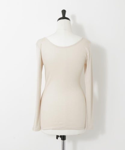 絲綢羅紋長袖套頭上衣