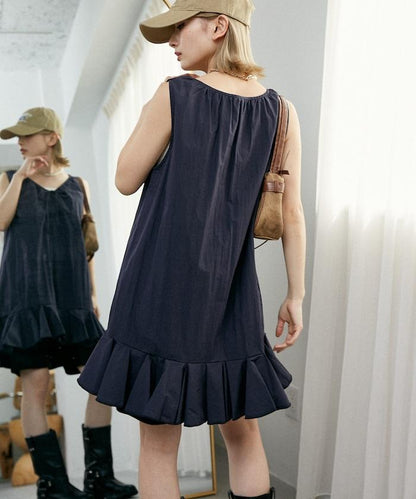 褶皺荷葉邊迷你連衣裙