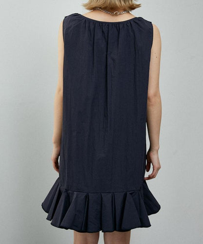 褶皺荷葉邊迷你連衣裙