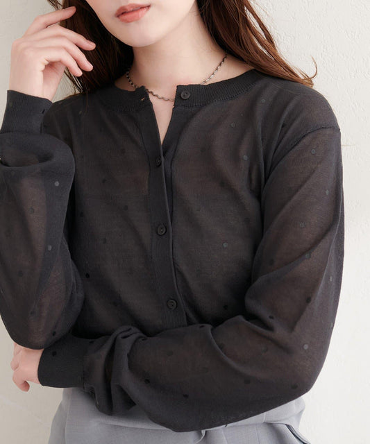 波點透視針織開衫