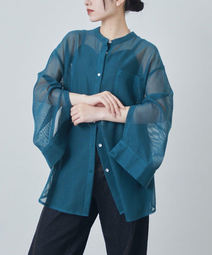 透視網紗襯衫