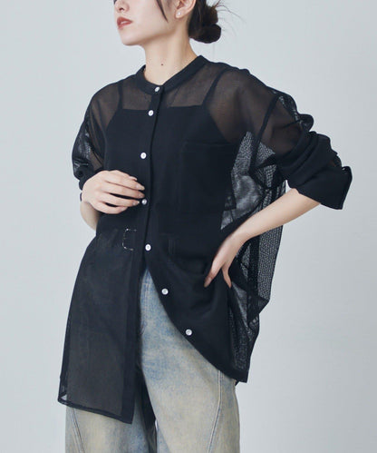 透視網紗襯衫