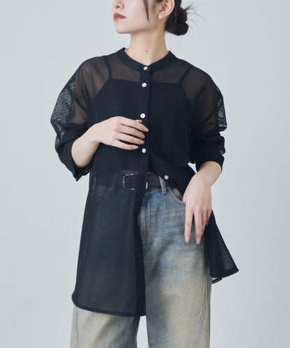 透視網紗襯衫
