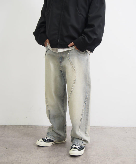 波浪紋設計牛仔褲