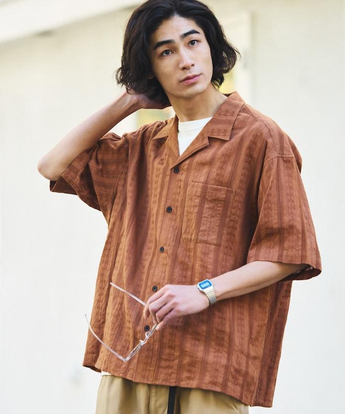 寬鬆版型 滿印提花 開領襯衫