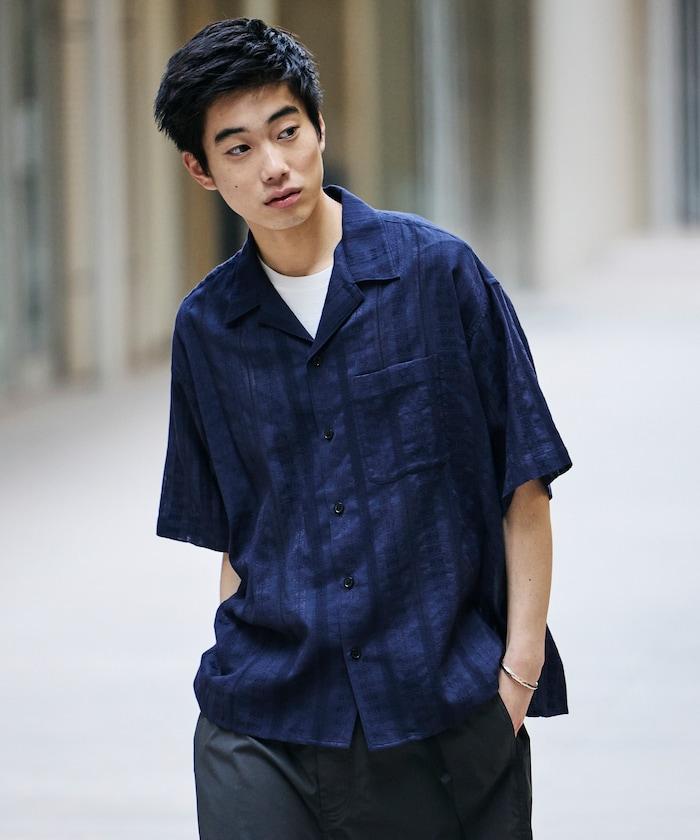 寬鬆版型 滿印提花 開領襯衫