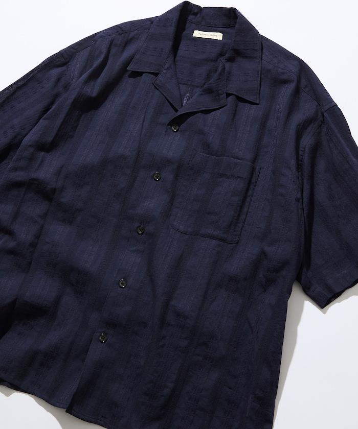 寬鬆版型 滿印提花 開領襯衫