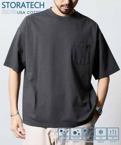 STORATECH 寬鬆廓形 圓領 抗菌防臭制菌UV防曬接觸涼感吸水速幹 T恤