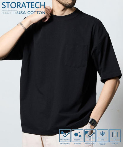 STORATECH 寬鬆廓形 圓領 抗菌防臭制菌UV防曬接觸涼感吸水速幹 T恤