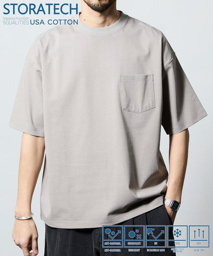 STORATECH 寬鬆廓形 圓領 抗菌防臭制菌UV防曬接觸涼感吸水速幹 T恤
