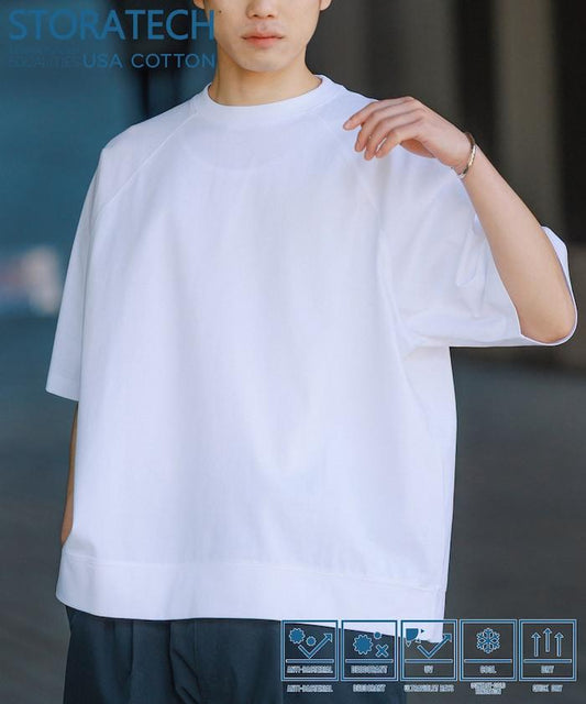 STORATECH/ストラテック 輕量 寬鬆拉格蘭 抗菌防臭制菌 UV防曬 接觸冷感 吸水速幹 T恤