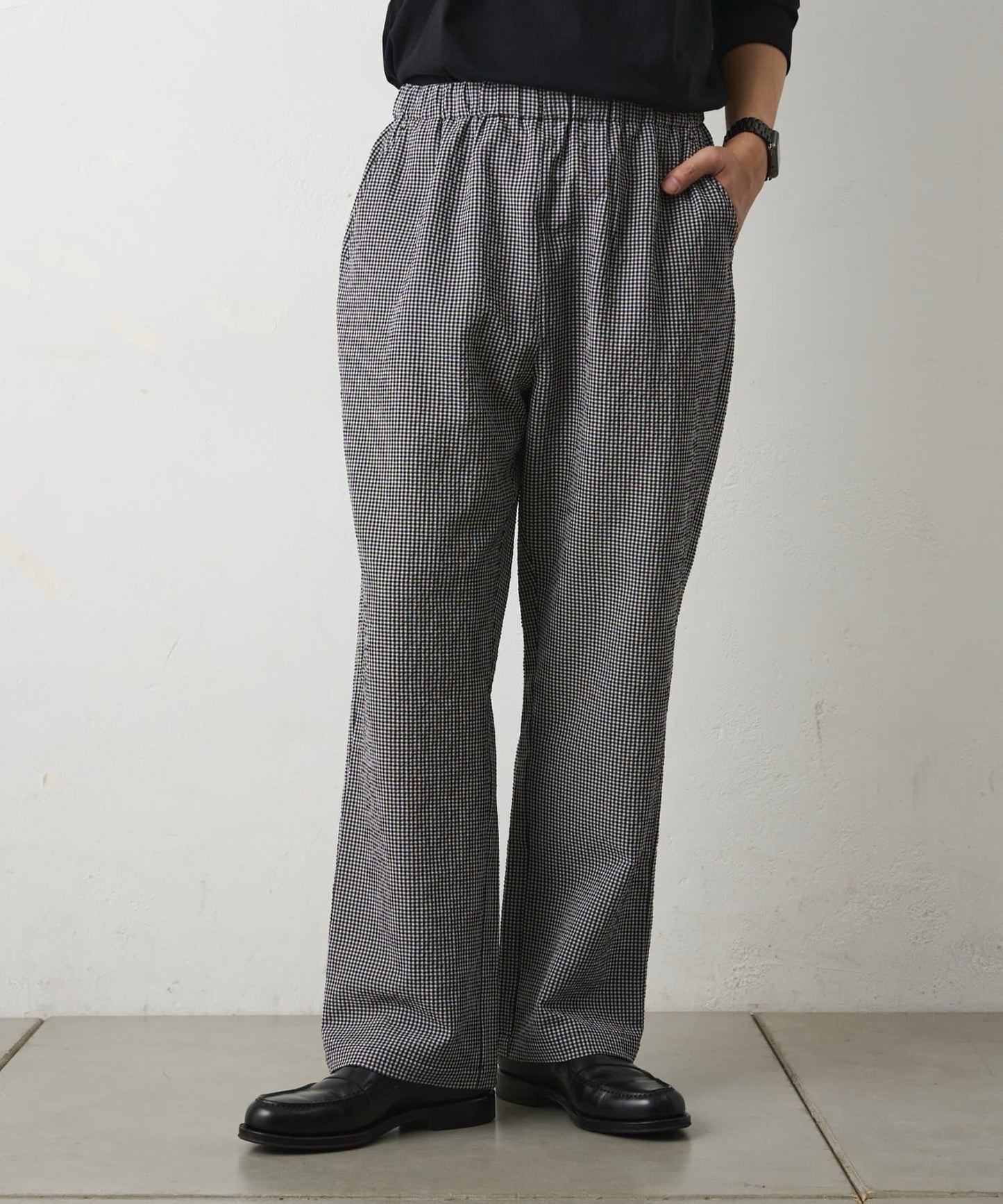 套裝可搭配 泡泡紗格紋 休閒褲