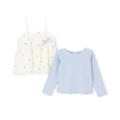 リンク 花刺繡寬鬆長款上衣套裝