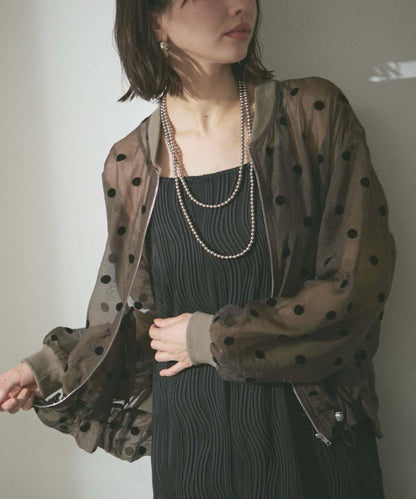 透視植絨波點短外套