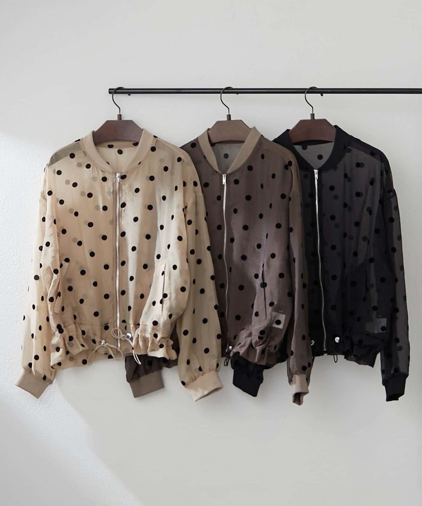 透視植絨波點短外套