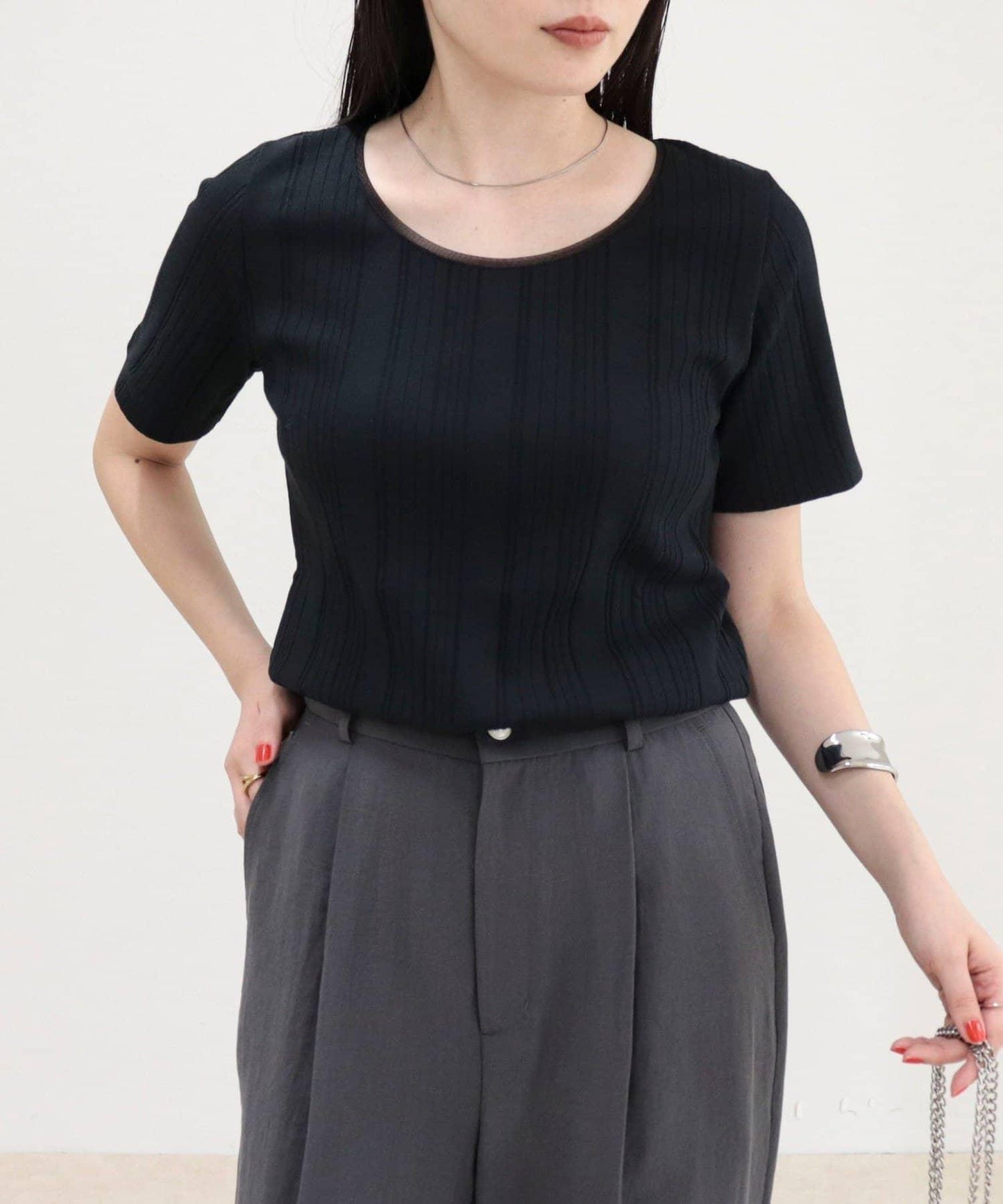 隨機羅紋 五分袖 T恤