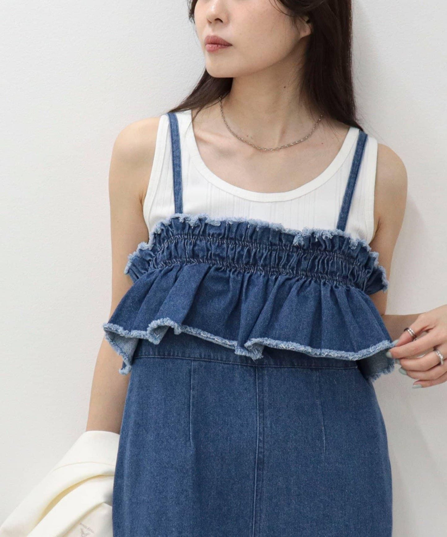 荷葉邊牛仔連體褲