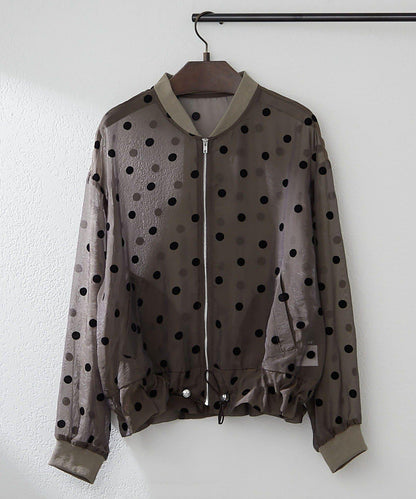 透視植絨波點短外套