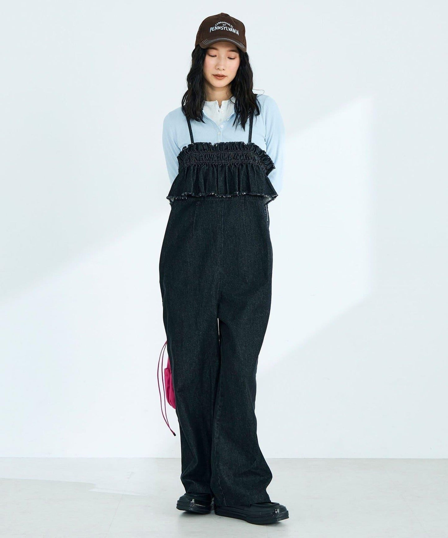 荷葉邊牛仔連體褲