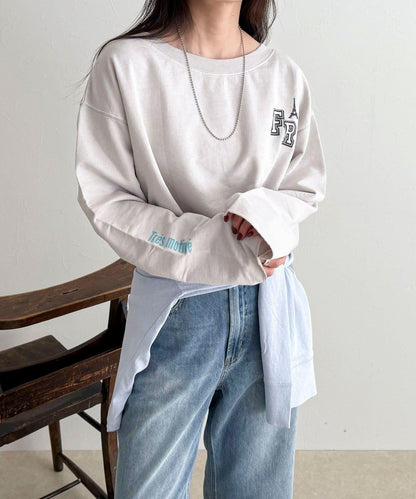 做舊毛圈露肩套頭衛衣