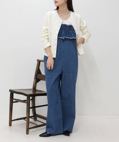 荷葉邊牛仔連體褲