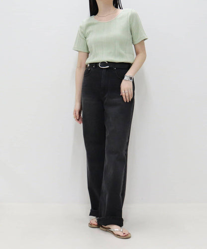 隨機羅紋 五分袖 T恤