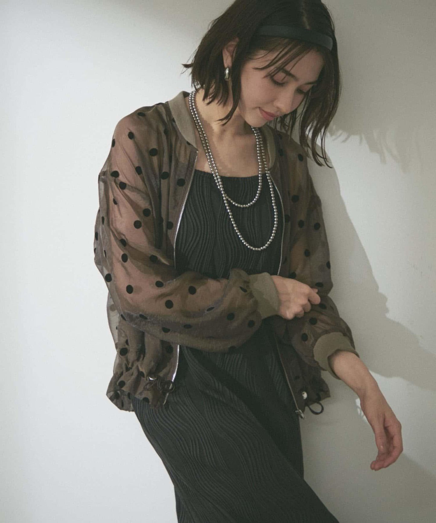 透視植絨波點短外套