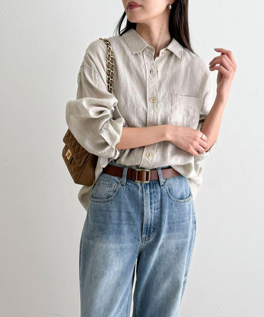 LINEN100 2WAY 裹身襯衫