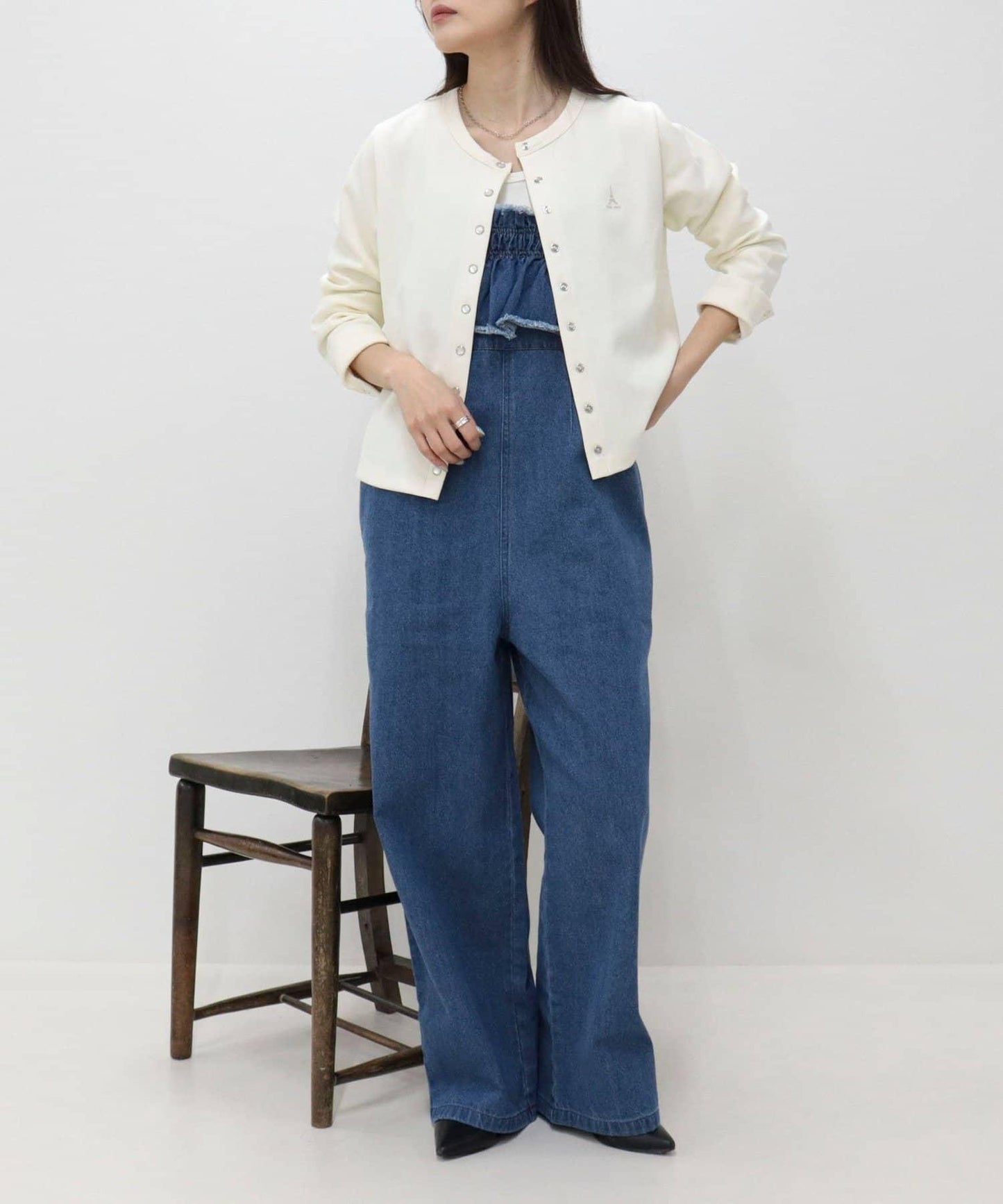 荷葉邊牛仔連體褲