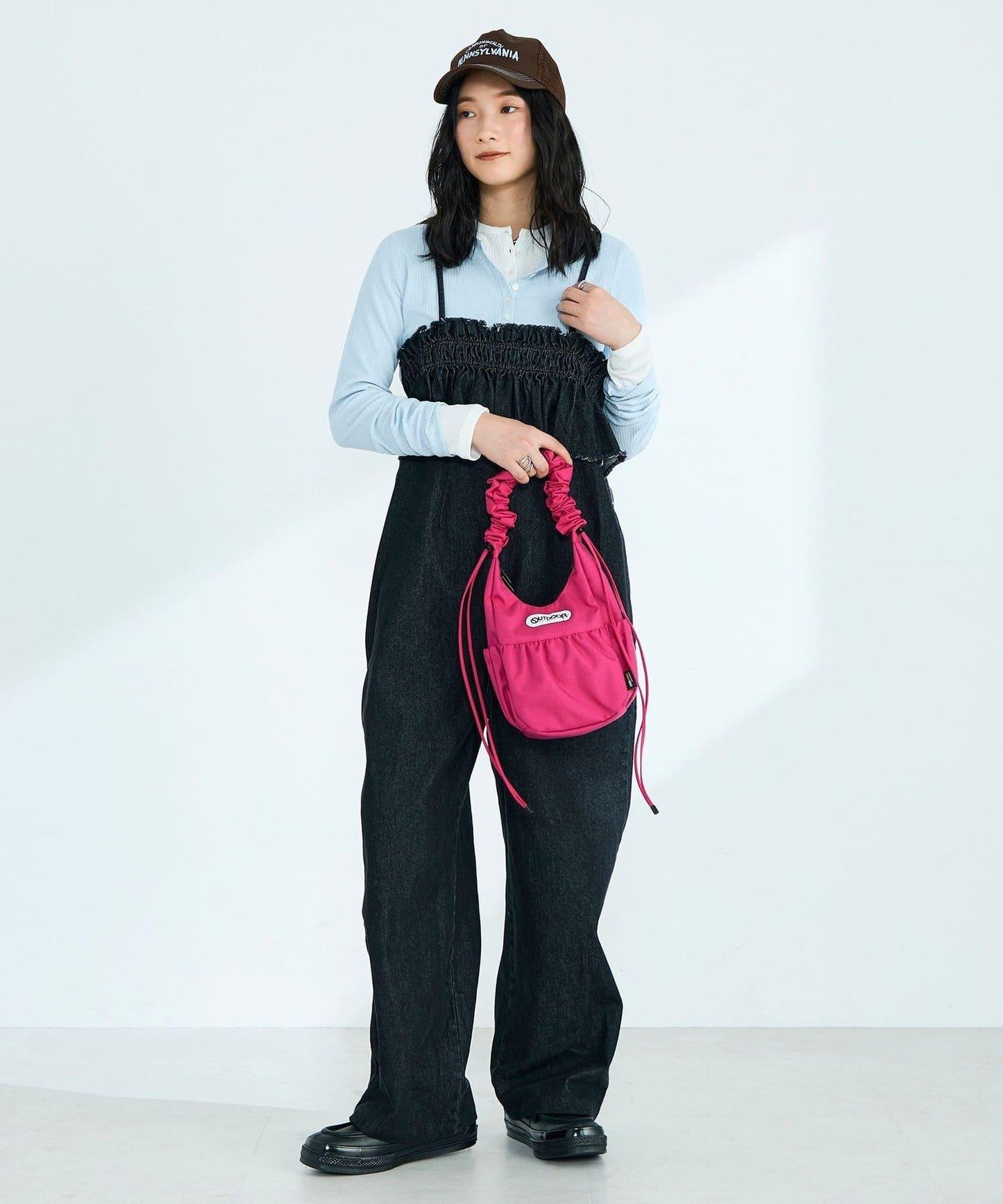 荷葉邊牛仔連體褲