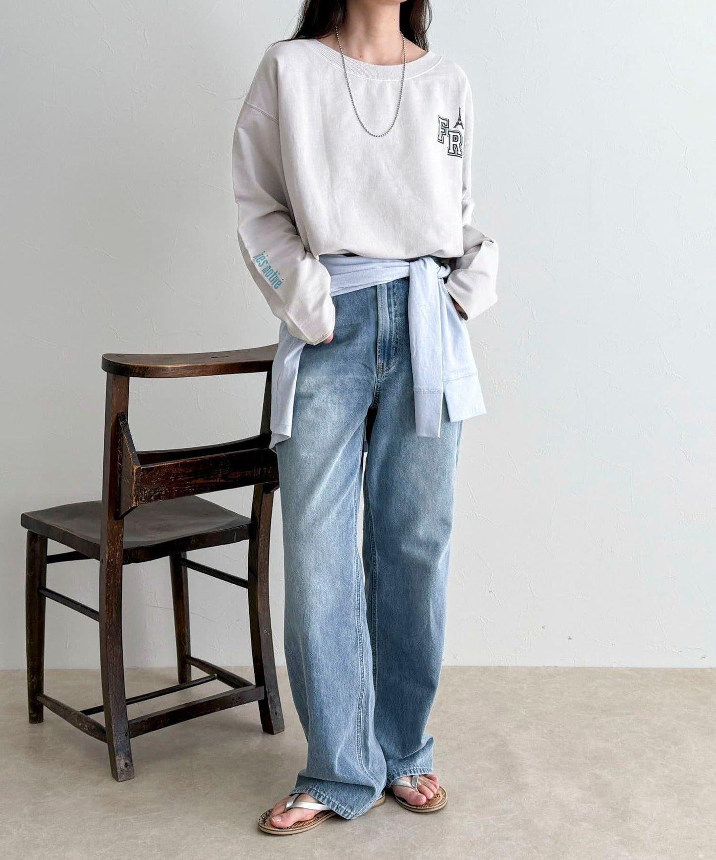 做舊毛圈露肩套頭衛衣