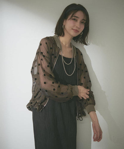 透視植絨波點短外套