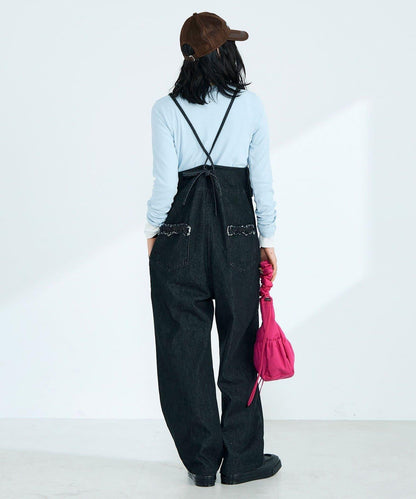 荷葉邊牛仔連體褲