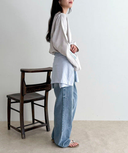 做舊毛圈露肩套頭衛衣