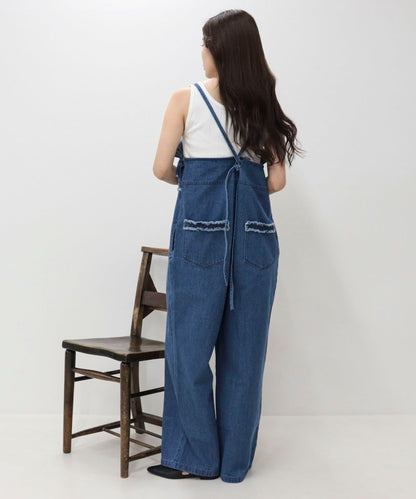 荷葉邊牛仔連體褲