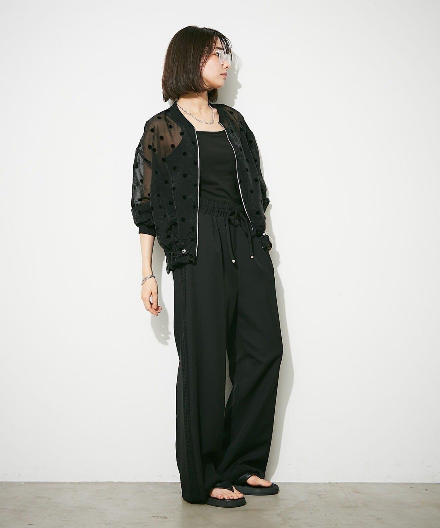 透視植絨波點短外套