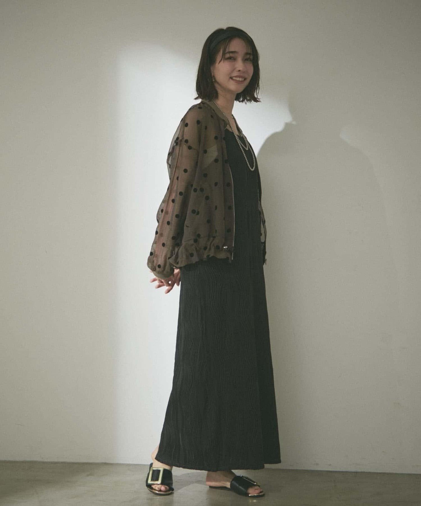 透視植絨波點短外套